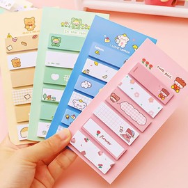 120 Pcs Cute Girl Animal Sticky Notes Kawaii Cartoon Pattern Index Tabs for Office School Christmas Thanksgiving Gift Idea, Self-Stick Notes (Yellow)