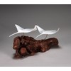 Manta Ray Duo Sculpture by John Perry 12 inches Long
