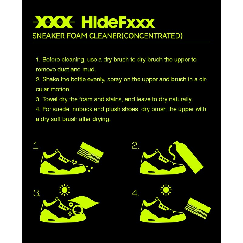 HideFxxx Shoe Cleaner Spray, Sneaker Cleaner for White Shoe, Leather,