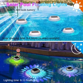 AVEKI Floating Pool Lights, Solar Pool Lights with RGB Auto Color Changing, Waterproof Solar Floating Light for Pool Fountain Bathtub (1 Pack)