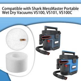 Sponge Filters Compatible with Shark MessMaster Portable Wet Dry Vacuums VS100, VS101, VS100C, 2 Set Foam Filters
