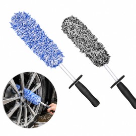 Car Wheel Cleaning Brush for Rims and Spokes – Plush Brush with Non-Slip Handle for Wheel Barrel Cleaning