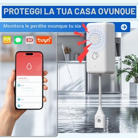 BSEED Allarme Acqua Smart, Nessun Hub Richiesto, Sensore Acqua Wi-Fi con Notifica a Distanza, Impermeabile IP65, Controllo tramite App Smart Life/Tuya, 1 Pezzo