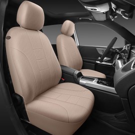 CAR PASS Breathable Seat Covers,Front Seat Covers Airbag Compatible,Washable Seat Covers, Universal Fit for SUVs Sedans Trucks Vans Automotive,2 Beige