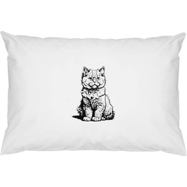 2 x 'Selkirk Rex Cat Sitting' Cotton Pillow Cases (PW00034600)