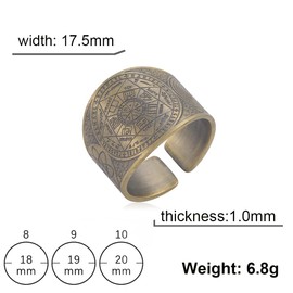Seal of the 7 Archangels Ring Metatron Cube Rings Seal of Lilith Biblical Symbol Talisman Amulet Rings Geometry Copper Open Ring Lucky Charm Protection Religious Jewellery for Men Women, Copper, No