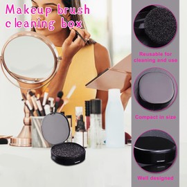 PINNKL Limpiador de brochas en seco,Limpiadores de brochas de Maquillaje Caja de Esponja de Limpieza de Cepillo cosmético seco Plantilla de Maquillaje Multifuncional, Suministros cosméticos