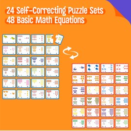 24 Set Addition & Subtraction Puzzles, Self-Correcting Matching Adding and Subtracting Puzzles, Educational Math Games Calculation Activities, Math Learning Toys for Preschool Kids