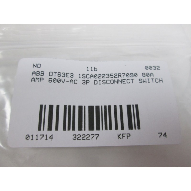 New ABB OT63E3 1SCA022352R7090 80A AMP 600V-AC 3P Disconnect Switch