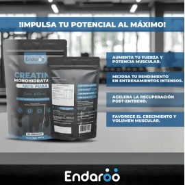 Creatina Monohidratada Endaroo Sin Sabor 500g 100 Porciones Alta Pureza                                                                               