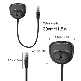 XMSJSIY RJ9 Telephone Training Adapter Headset Splitter 4P4C Phone Line Jack Y Splitter Adapter Cable with 2 Mute Buttons for Call Center -30CM/11.8INCH (2 Mute)