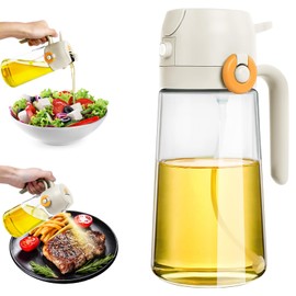 VUTGE Oil Sprayer for Cooking 2 in 1 Olive Oil Dispenser and Sprayer 16oz/470ml Glass Spray Bottles And Pour for Cooking Kitchen Food-Grade Oil Mister For Air Fryer Salad Baking BBQ(white)
