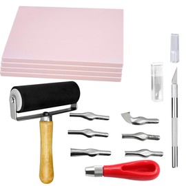 4 Pcs Rubber Carving Linoleum Blocks, Rectangular Rubber Stamp Carving Blocks with Tools for Printmaking, Printing and Stamp Soft Rubber More Crafts