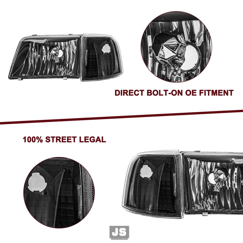 JSBOYAT Headlight Assembly for 93 94 95 96 97 Ford
