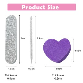 2 Sheets Nail Art Tools Set, 3-Piece Manicure Kit with Crystal Dotting Stick, Heart Tofu Buffer and Flash Nail File, Nail Files for Natural Nails and DIY Use