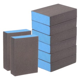HARFINGTON 8pcs Sanding Sponge Blocks #240 (1200-1500 Grits) Wet/Dry Hand Sanding Sponges, 100x70x25mm Foam Sanding Block Pad for Polishing Kitchen Metal Wood Drywall Furniture, Brown&Blue