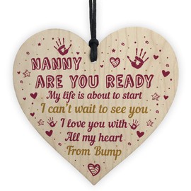 RED OCEAN Nanny To Be Gifts Wooden Heart Nanny To Be From Bump Gifts New Baby Plaque