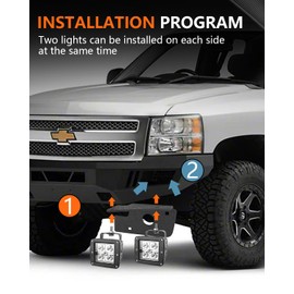 ADTOPI 3 Inch LED Spot Pod Lights and Hidden Front Bumper Light Mount Kit, 4 Pack 48W Fog Lamp Fog Light Mounting Brackets Compatible with 2007-2013 Silverado 1500 2500 3500