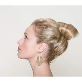 KaFu Light Weight Earring Gudukt Boho Ethnic Earrings Hollow Out Fan Shape Handmade Retro Geometric Drop Earrings for Women (Gold)