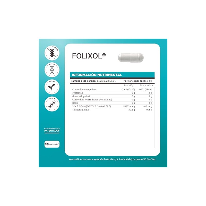 Matter Folixol Suplemento Acido Folico Folato Activo Quatrefolic Mthf Trimetilglicina