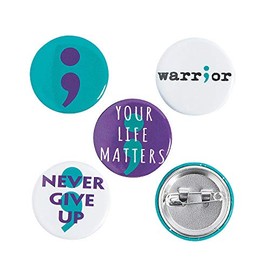 Semicolon Mini Awareness Buttons - Jewelry - 48 Pieces