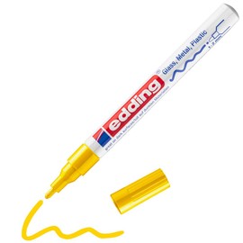 edding 751 gloss paint marker - yellow - 1 paint marker - round nib 1-2 mm - paint pen for glass, pebbles, wood, plastic, paper - waterproof, high coverage