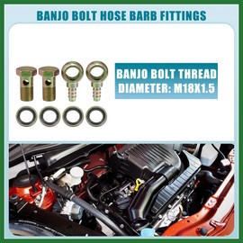 Motoforti Banjo Bolt M18x1.5 12mm Banjo Bolt Hose Barb Fittings Brake Line Fitting Adapter with Copper Washers for Motorcycle Car (Set of 2) Long-lasting