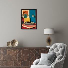 zhuoyaju Bohemian Palm Leaf Wall Decor Red Heart Bedroom Room Wall Art Retro Music Disc Living Room Decoration Coffee Sunflower Casual Style Farmhouse Ddecor 12x16in Unframed