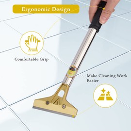 Sets Professional Cleaning Scraper, 4inch Razor Blade Home Long Handle Cleaning Scraper for Glass Clean, Paint and Old Label,Decal Sticker Remover, Stove Top Scraper Tool(Stainless Steel)