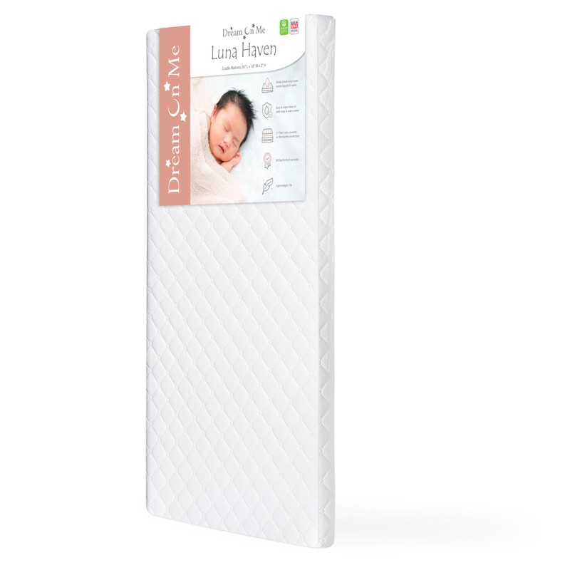 Dream On Me Luna Haven 2" Cradle Mattress, Waterproof Cover,