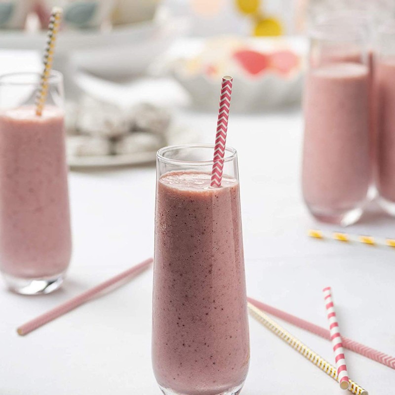 Comfy Package [200 Pack] Hot Pink & Gold Paper Straws