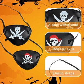 VONJUMA Pack of 10 Eye Patch Pirate Eye Patch Skull Eye Mask 3D Elastic Plastic Eye Mask Adjustable Pirate Eye Mask for Children's Birthday Parties Pirate Theme Parties