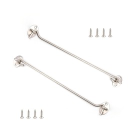 Pack of 2 Storm Hooks with Eyelet, LINTRA Silver Latch Door, Storm Hooks for Locking Windows, Barns, Shed Doors, Garage Doors and More