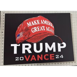 Trump 2024 TRUMP VANCE - TRUMP 2024 Yard Sign w/Stake - 24" x 18" TRUMP HAT