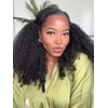 KLAIYI Afro Kinky Curly 3/4 Half Wig Human Hair Glueless