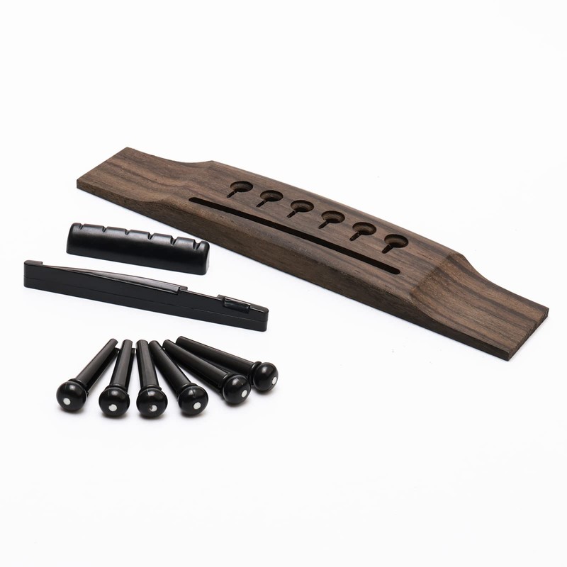 6 Srting Rosewood Acoustic Guitar Bridge Saddle Nut Pins Set