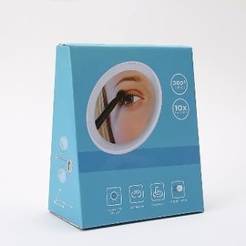 Zjyufy Schminkspiegel mit LED- Beleuchtung, 1X/ 10X doppelseitige Vergrößerung Schminkspiegel, 360- Grad- Drehung kompakte Kosmetikspiegel mit 3 Farben Lichter für Haus, Bad und Reisen