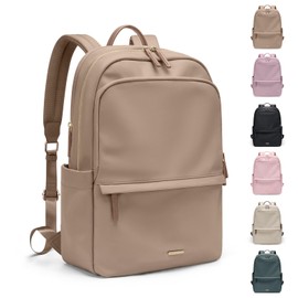 GOLF SUPAGS Laptop Backpack for Women Slim Computer Bag Work Travel College Backpack Purse Fits 15.6 Inch Notebook, Champagne