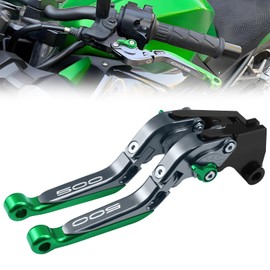 XIDAODIT for Kawasaki NINJA500 Ninja 500 Z500 Z 500 SE 2024 2025 Motorcycle Clutch Lever Adjustable Handlebars Brake and Clutch Levers Set (Green)