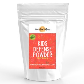 Revitalize Wellness Kids Defense Powder | New Formula, Improved Flavor | Orthomolecular Dose of 1000 mg Vitamin C and 250 mg B3 | Pure, Corn Free, & GMO-Free | Fruit Punch Flavor | 120 Servings