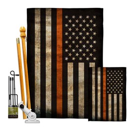 Angeleno Heritage Thin Orange Line Garden House Flag Kit Armed Forces EMT Paramedic EMS Nurse Emergency Medical Technician Supoort Decoration Banner Small Yard Gift Double-Sided, Made in USA