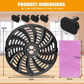 GCQ Air Fryer Grill Pan for Gourmia GAF698 GAF686 Air Fryer, Oval Nonstick 9.3''×8.9'' Air Fryer Replacement Parts Rack Tray Basket Accessories Grill Plate Crisper Plate with Rubber Bumpers