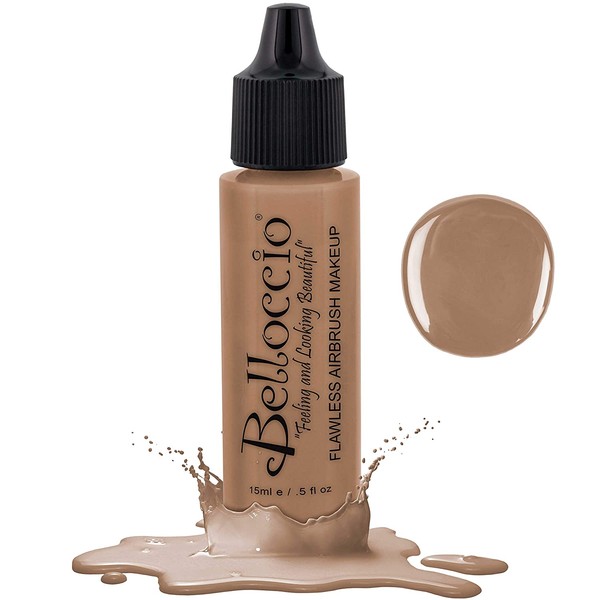 Belloccio's Professional Cosmetic Airbrush Makeup Foundation 1/2oz Bottle: Honey Beige- Medium with Golden, Peachy Undertones