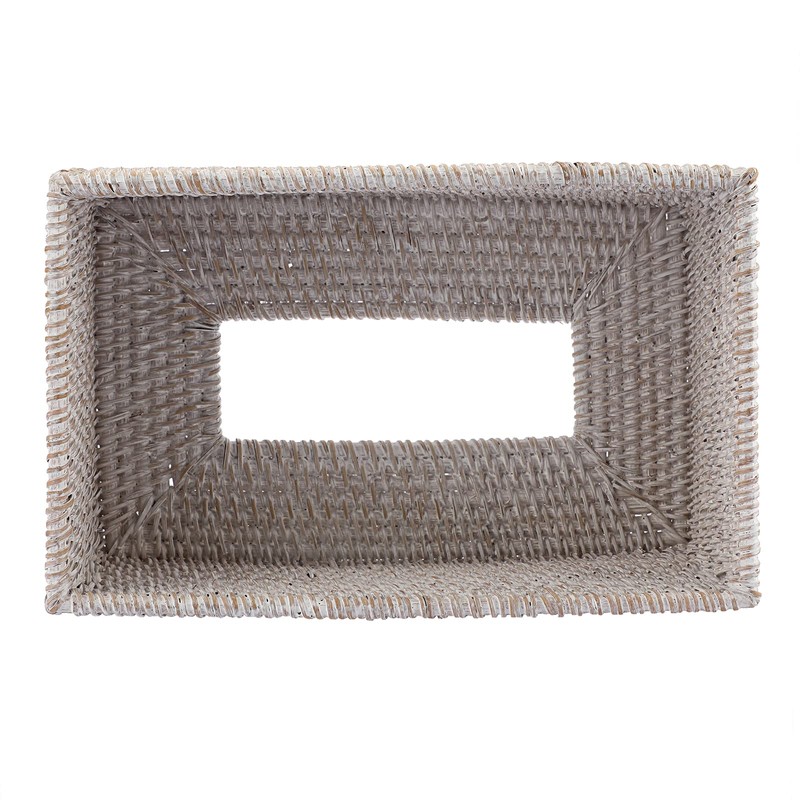 IGNPION Rattan Rectangular Tissue Cover Holder Decoration Tissue Organizer Box