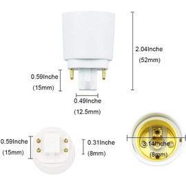 TobeBright 6-Pack Gx24q to E26/E27 Socket Adapter, 4 Pin Short GX24 to Medium Edison Screw Base Converter Replace PL GX24Q Holder, Must Rewire/Remove/Bypass The Ballast