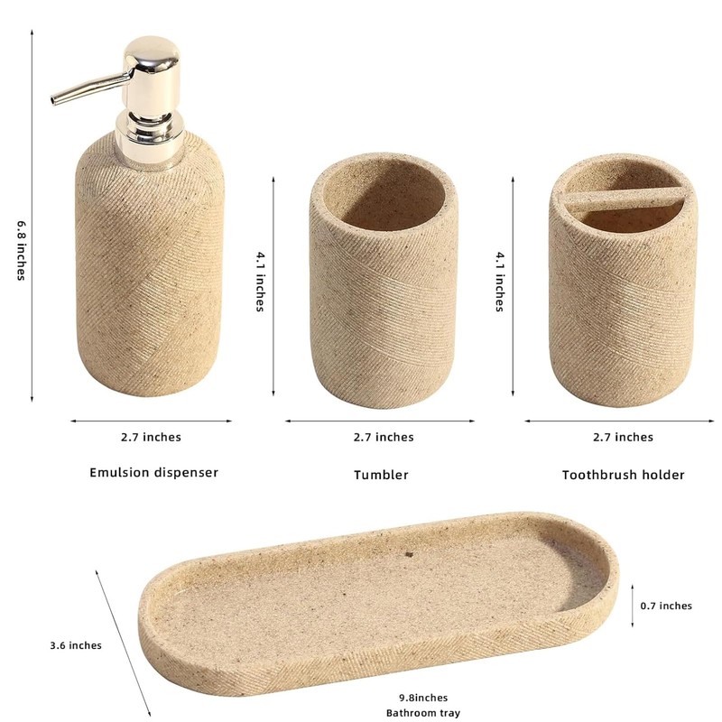 Bathroom Accessories Set, Bathroom Organizer Countertop, Soap Dispenser and Toothbrush