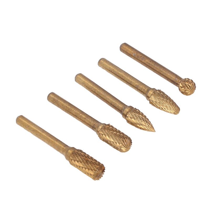 5Pcs Grinding Bit Head Rotary File Burr Double Cut Tool