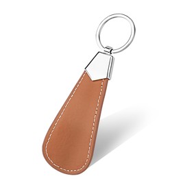 Senbers Mini Shoehorn Key Chain for kids 3.7 Inch - Travel Shoe Horn Metal Mini Shoe Spoon Shoe Slider Tool Stainless Steel Shoe Horn for Women Man(Brown)