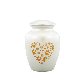Urns of dignity Pet Urn for Dogs and Cats Ashes - A Loving Resting Place for Your Special Pet, Cat and Dog Urns for Ashes, Pet Cremation Urns 85 Cubic Inches: with Velvet Bag (White(Paw Heart))