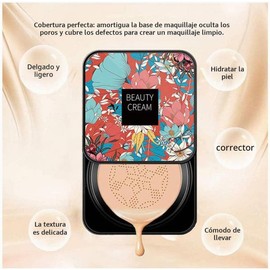 Crema BB con Cojín de Aire con Cabeza de Hongo, Base de Maquillaje Hidratante e Iluminadora para Piel Delicada y Corrector y Agradable para la Piel, 20 G (Como se muestra)